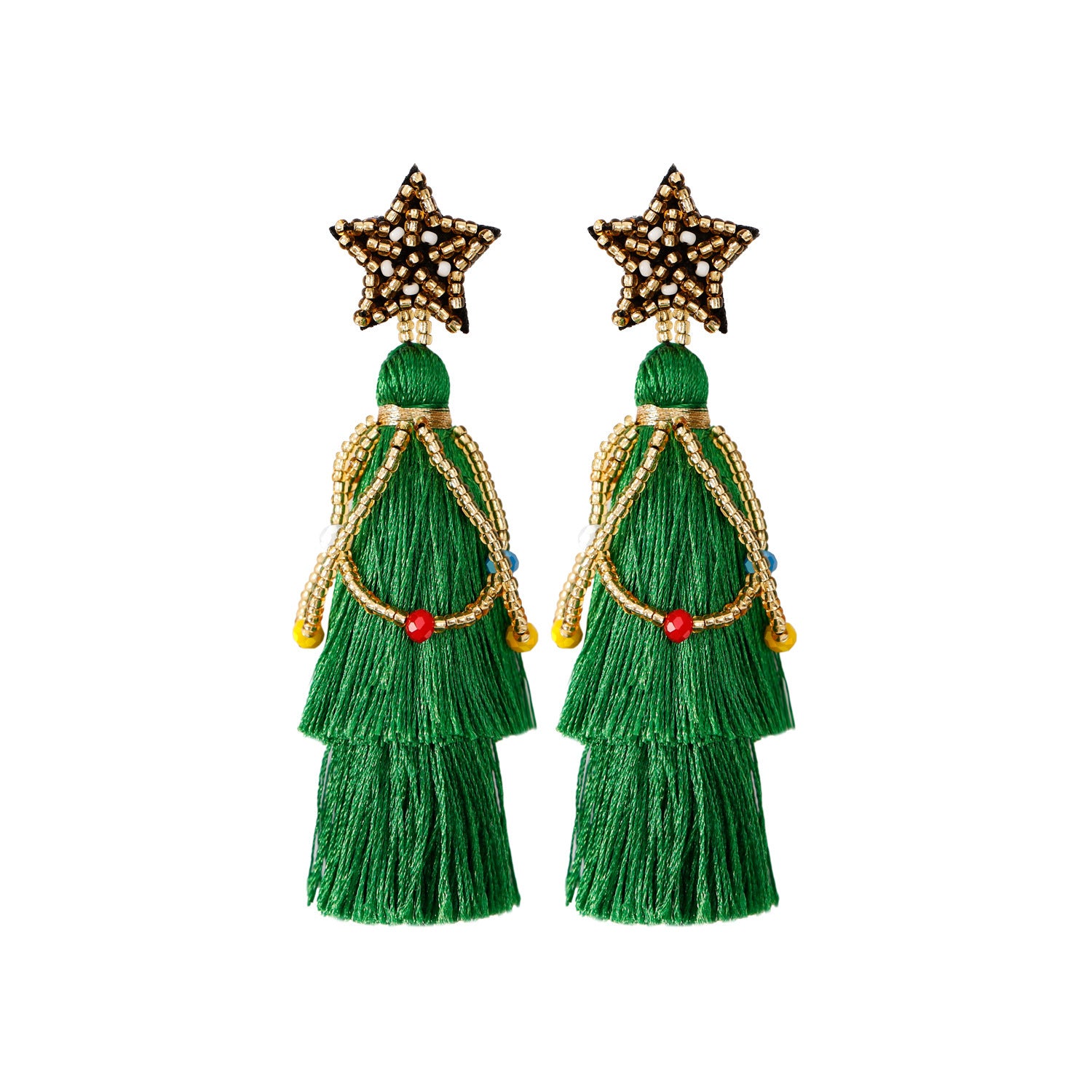 Wholesale Christmas Cartoon Bohemian Tassel Woven Handmade Earrings